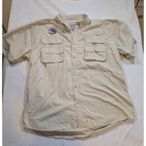 bimini bay embroidered cargo button down shirt size XL